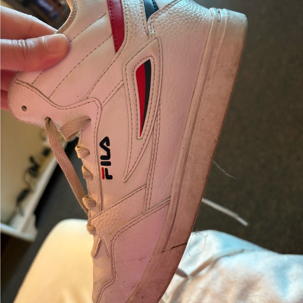 Fila Kids Sneakers - White with Red and Black Accents